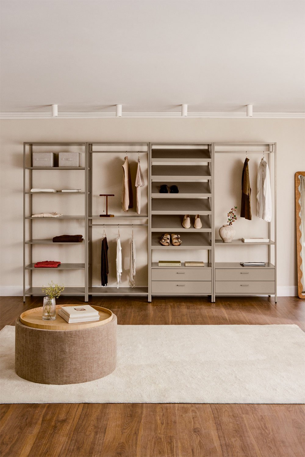 Armario modular abierto de 4 piezas con estantería en acero Janine, imagen de galería 1