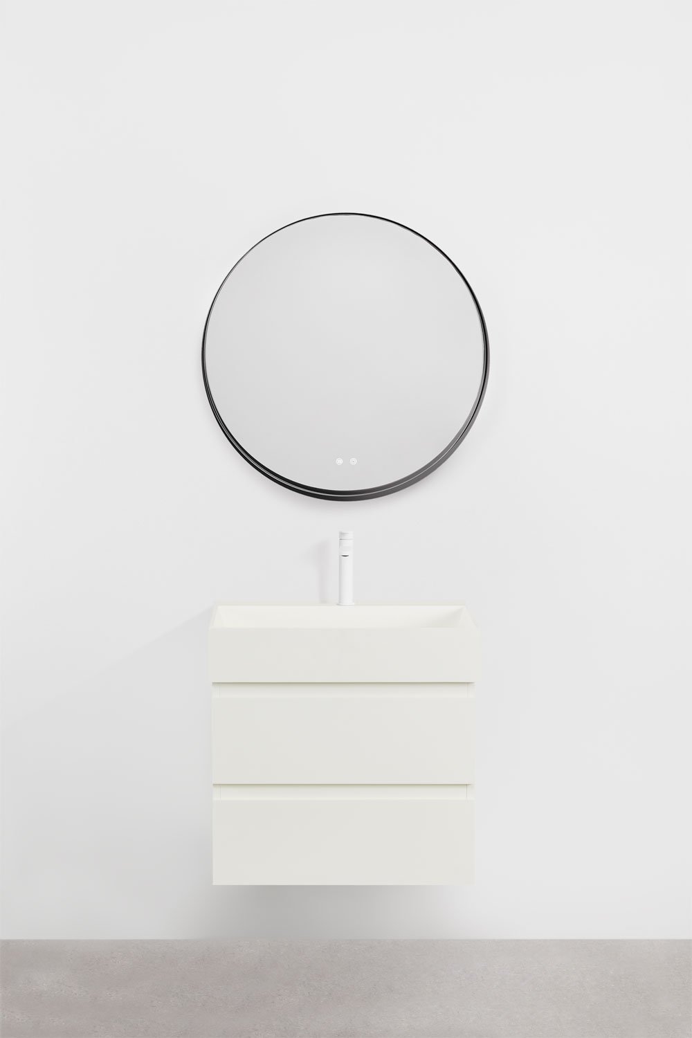 Conjunto de mueble de baño en madera y chapa de fresno con lavabo integrado Ona, imagen de galería 2