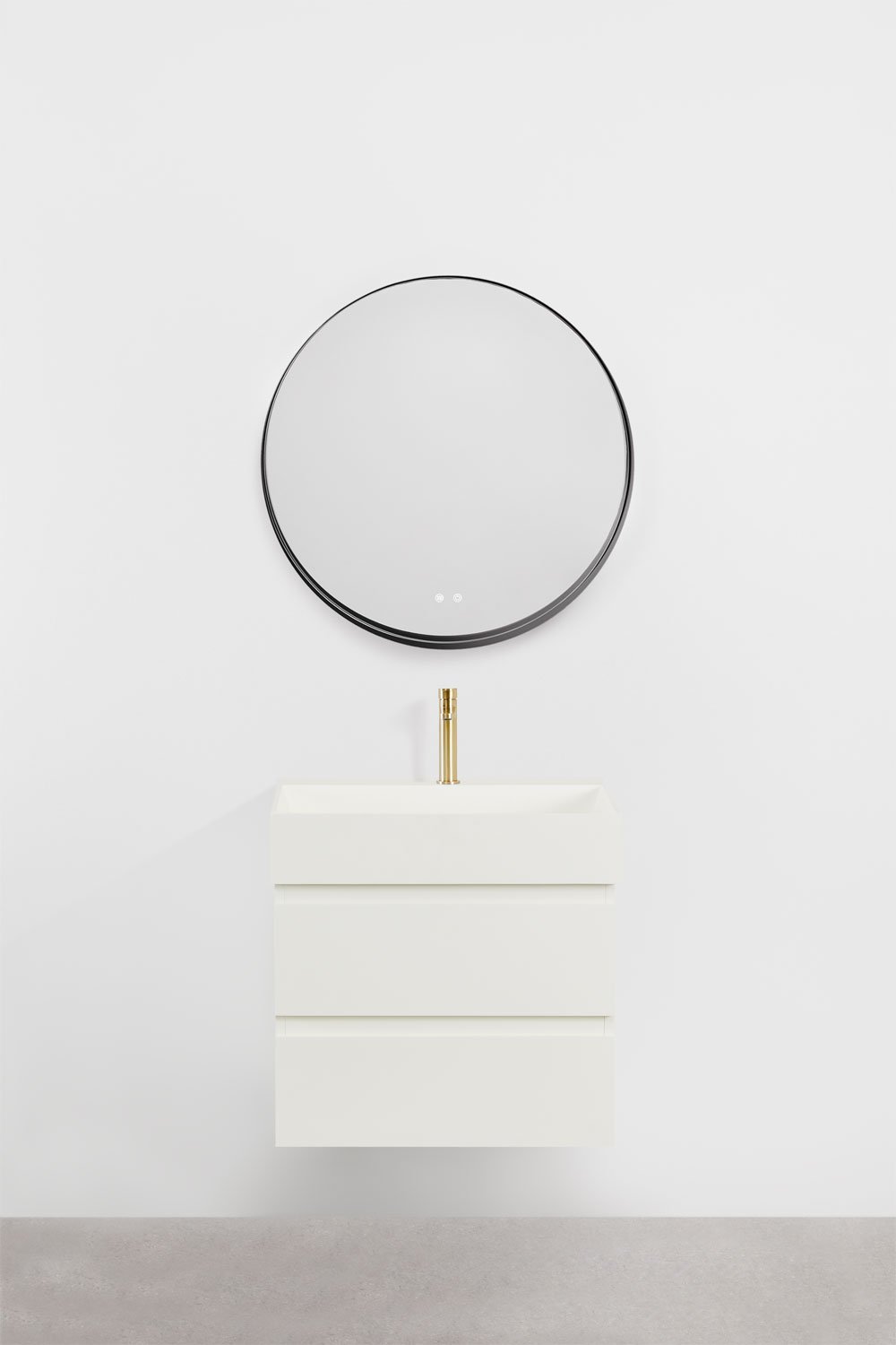 Conjunto de mueble de baño en madera y chapa de fresno con lavabo integrado Ona, imagen de galería 2