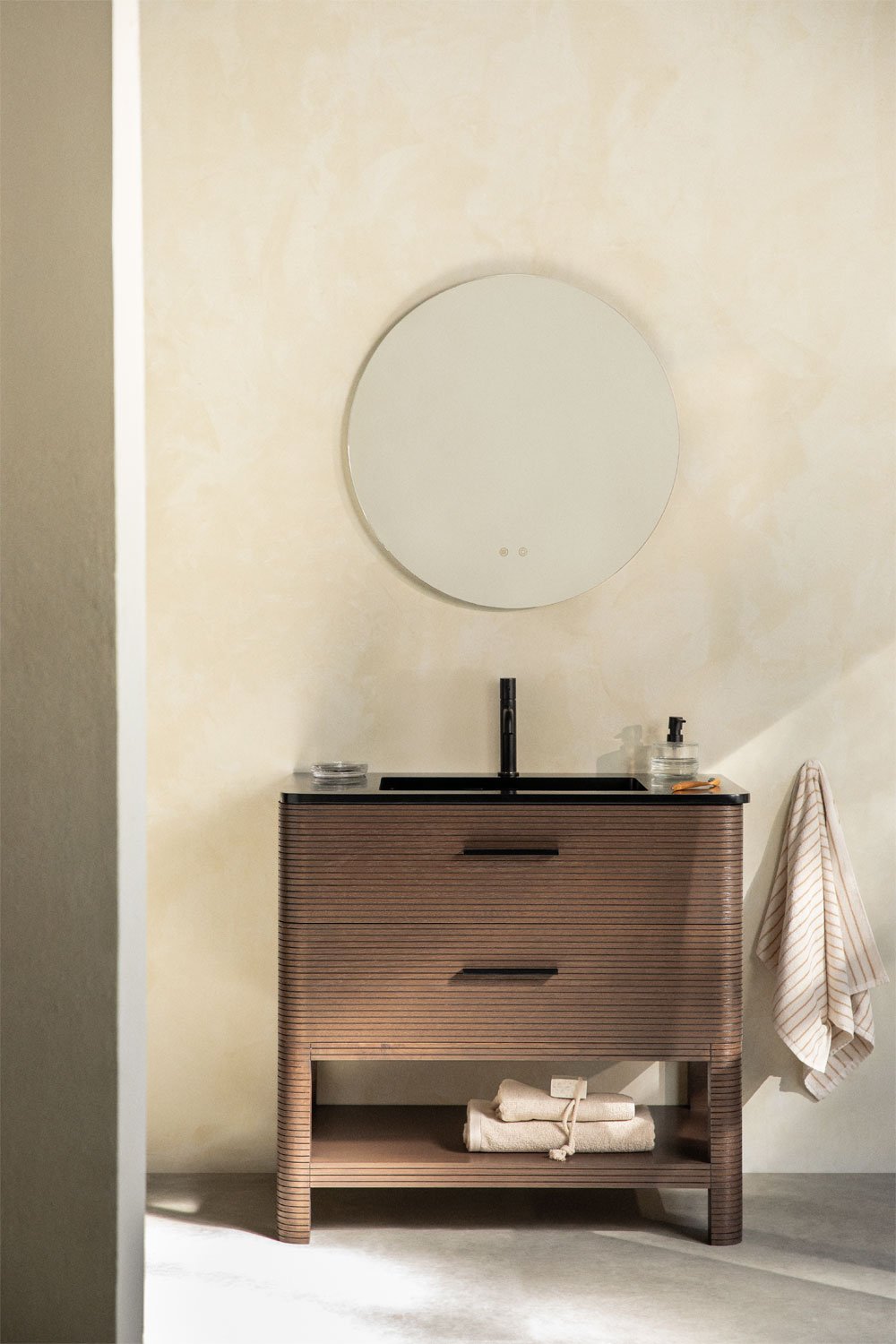 Conjunto de mueble de baño 90x50 cm en madera con lavabo integrado Misene, imagen de galer&iacute;a 1