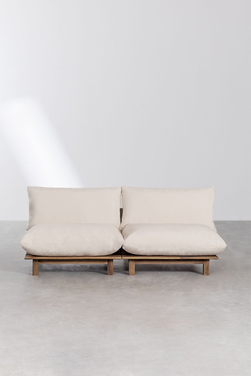 Sofá modular reclinable de jardín de 2 piezas en madera de acacia Brina      , imagen de galer&iacute;a 4