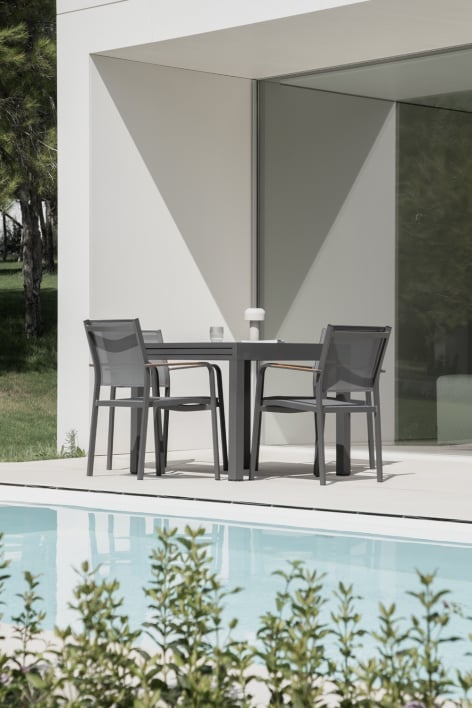 Mesa de jardín 90-180x90 cm extensible en aluminio Starmi