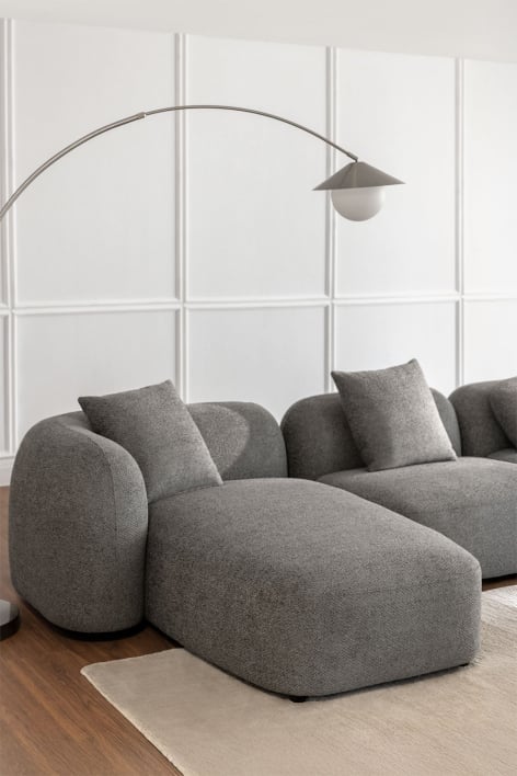 Módulo chaise longue izquierdo para sofá modular en chenilla Coco - Chenilla Gruesa Gris Granito