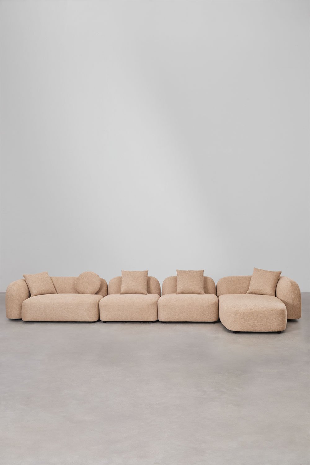 Sofá modular chaise longue derecho de 4 piezas en chenilla Coco, imagen de galería 3