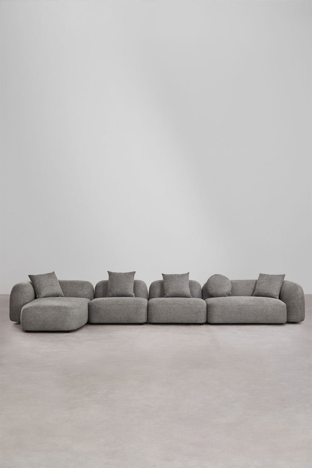 Sofá modular chaise longue izquierdo de 4 piezas en chenilla Coco, imagen de galer&iacute;a 4