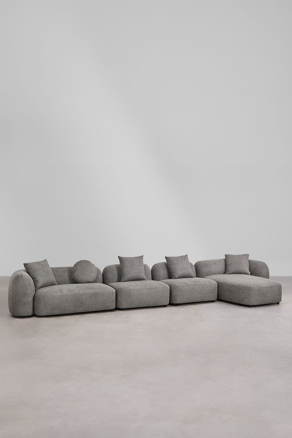Sofá modular chaise longue derecho de 4 piezas en chenilla Coco, imagen de galería 1