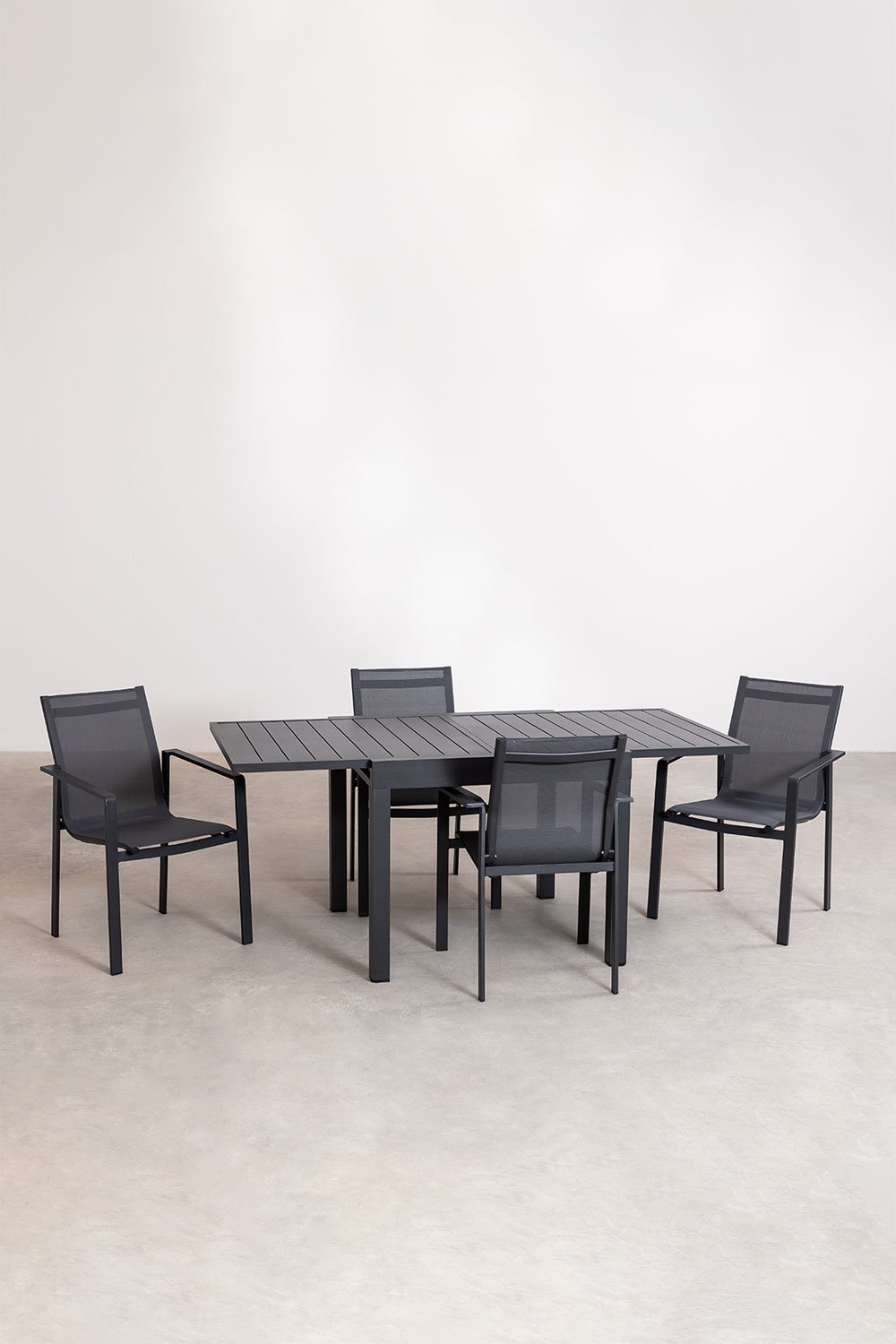 Set de mesa rectangular 90x180-90 cm extensible en aluminio Starmi y 4 sillas de jardín Eika            , imagen de galería 2