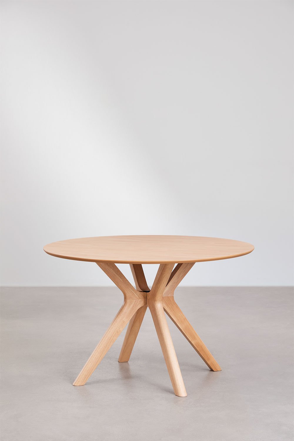 Mesa de comedor redonda Ø120 cm en MDF y chapa de madera de caucho Arnaiz, imagen de galería 3