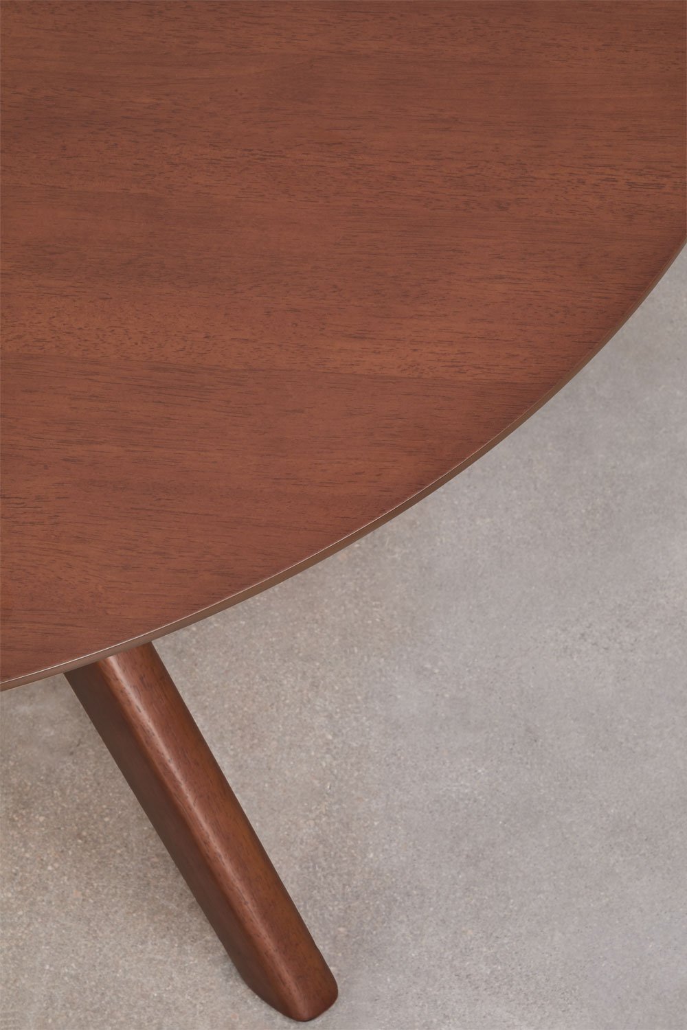 Mesa de comedor redonda Ø120 cm en MDF y chapa de madera de caucho Arnaiz, imagen de galería 4