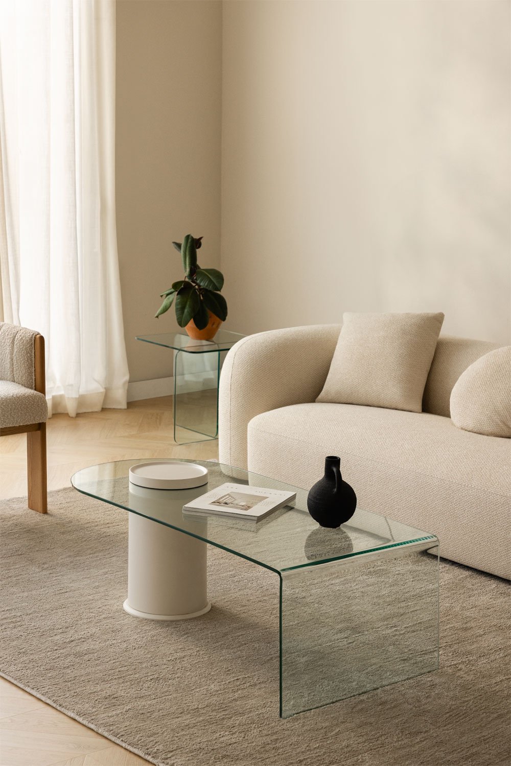 Mesa de centro 120x60 cm en cristal templado Soloy, imagen de galería 1