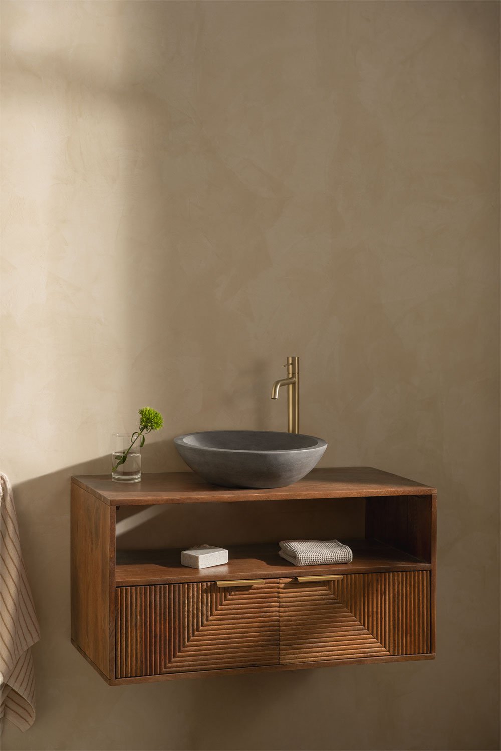 Conjunto de mueble de baño en madera de mango Baty, imagen de galería 1