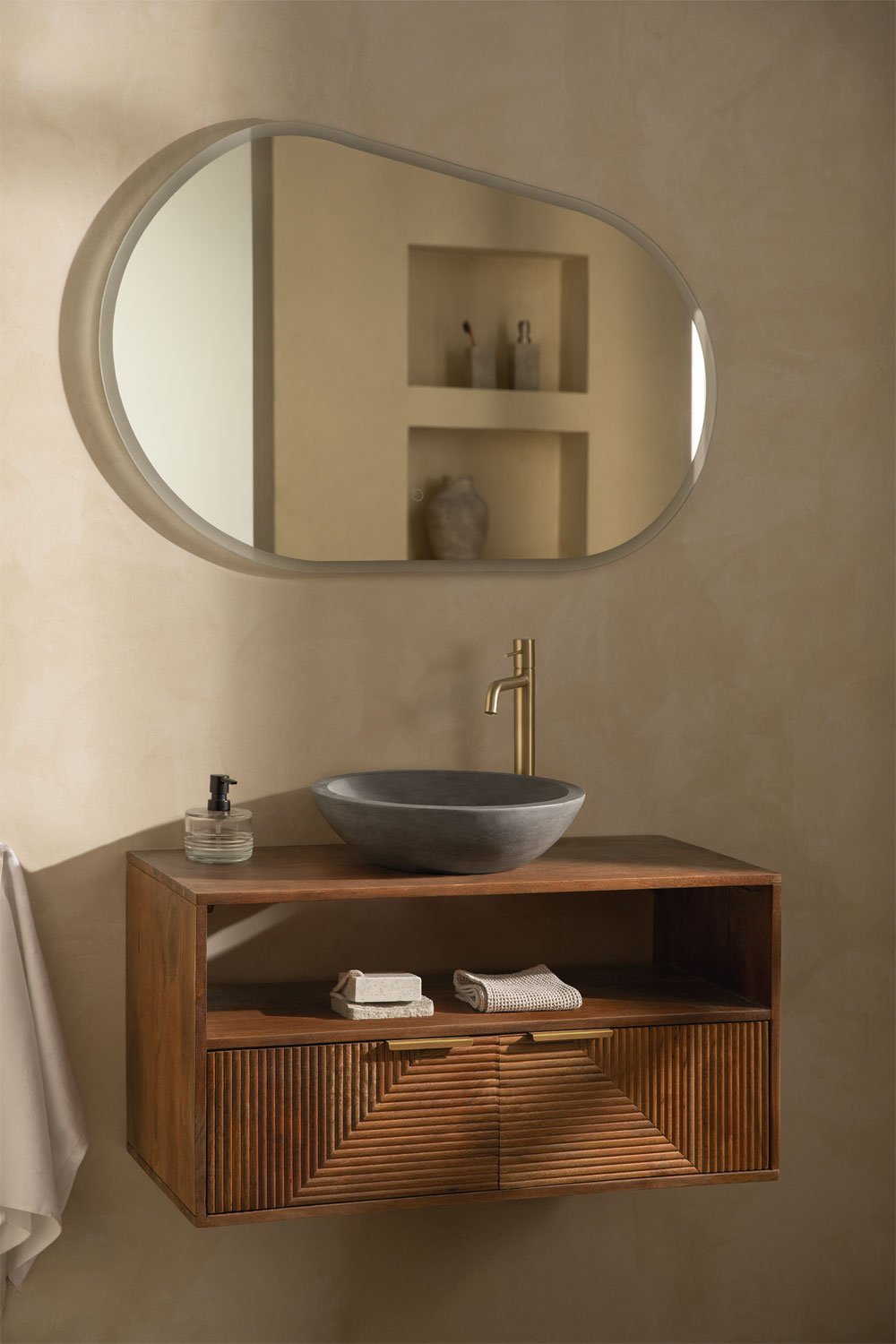 Conjunto de mueble de baño en madera de mango Baty, imagen de galería 1