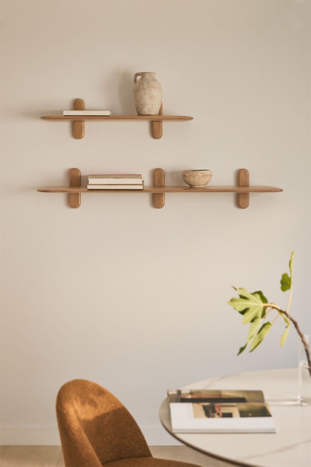 Set de 2 estantes de pared en madera Breezee, imagen de galería 1