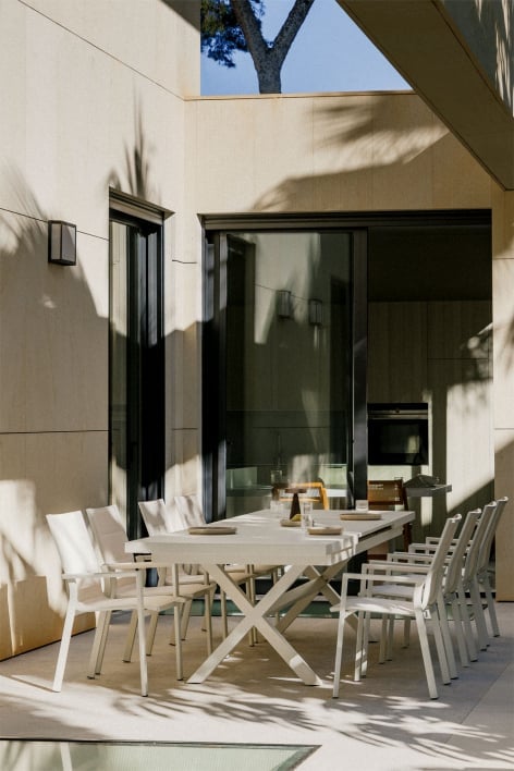 Mesa de jardín rectangular extensible en aluminio Karena - Blanco Gardenia