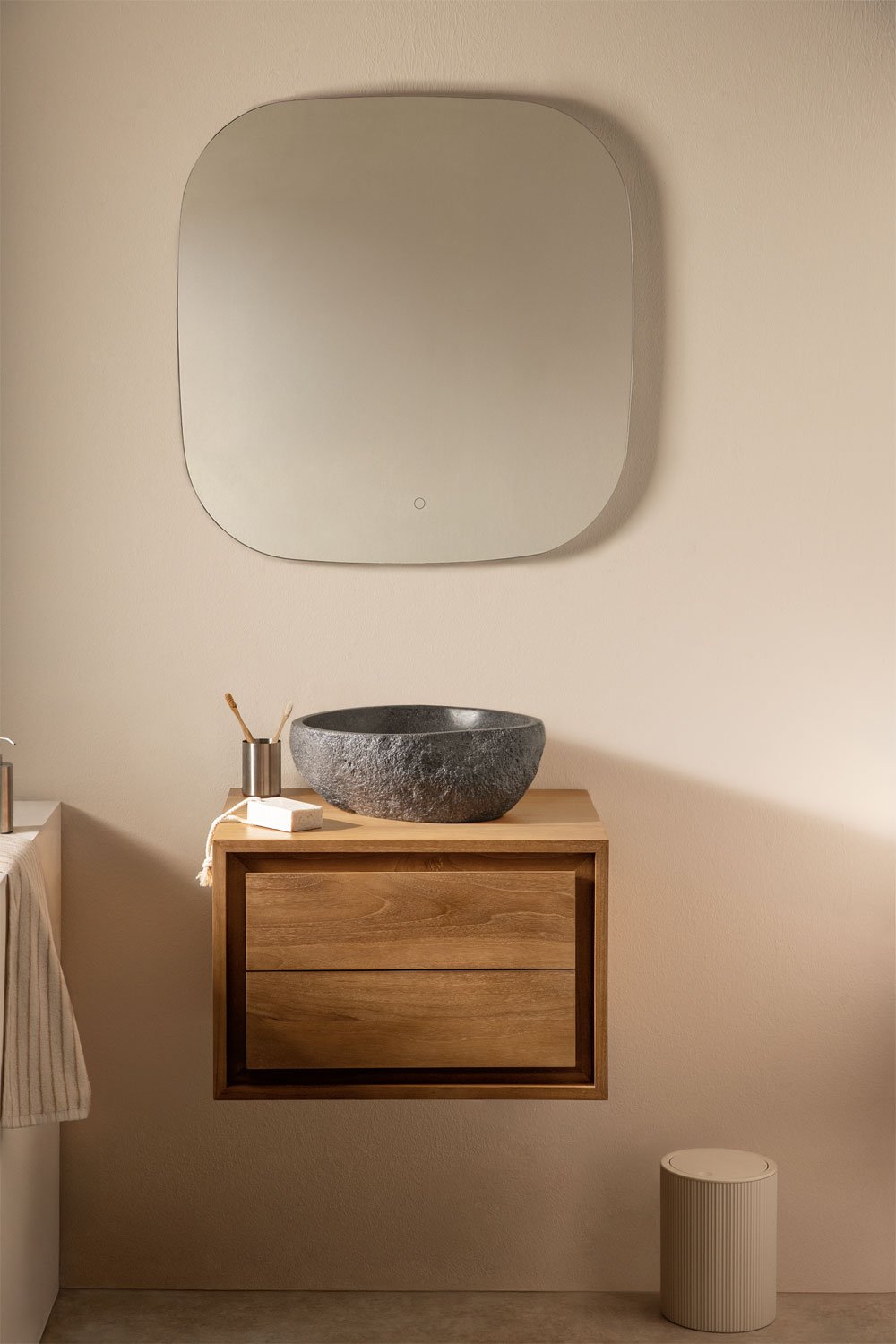 Conjunto de mueble de baño en madera de teca Jabari, imagen de galería 1