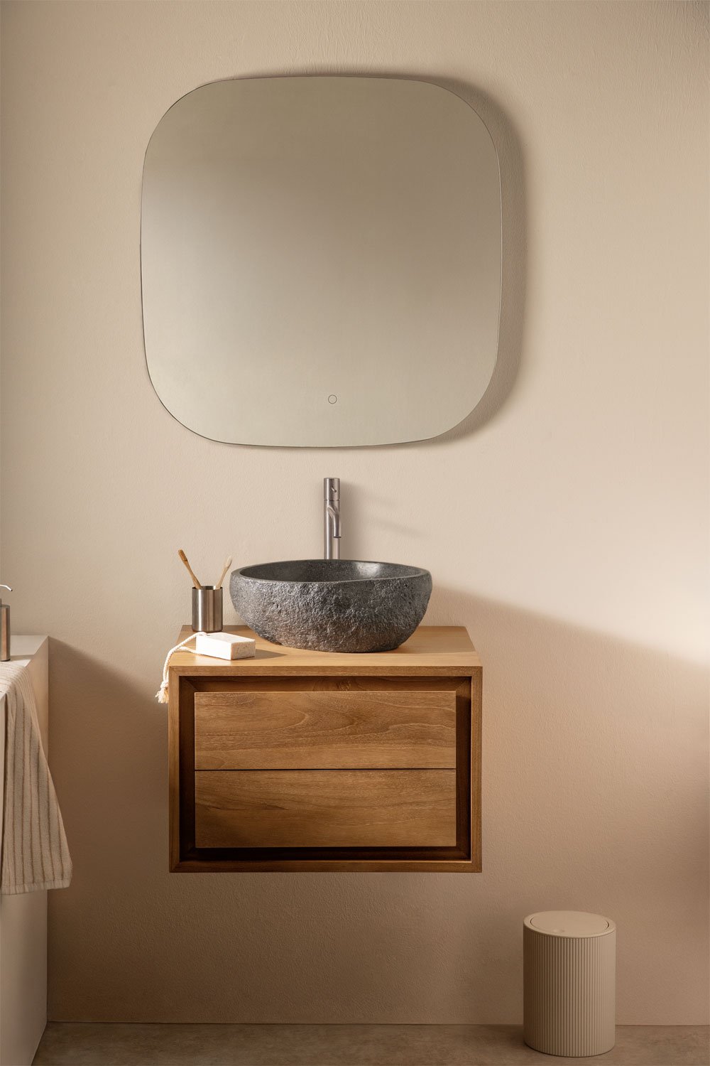 Conjunto de mueble de baño en madera de teca Jabari, imagen de galería 1