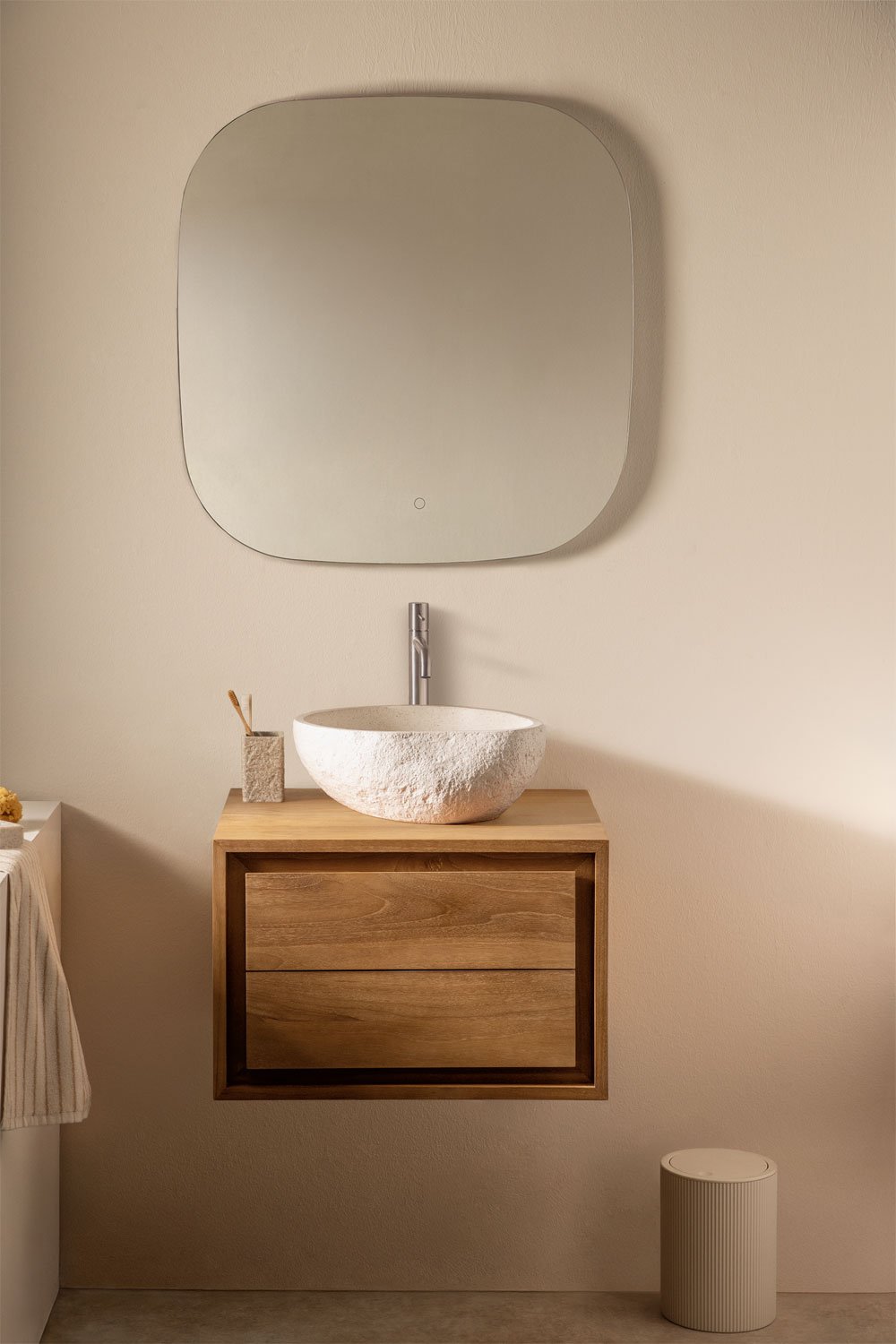Conjunto de mueble de baño en madera de teca Jabari, imagen de galería 1