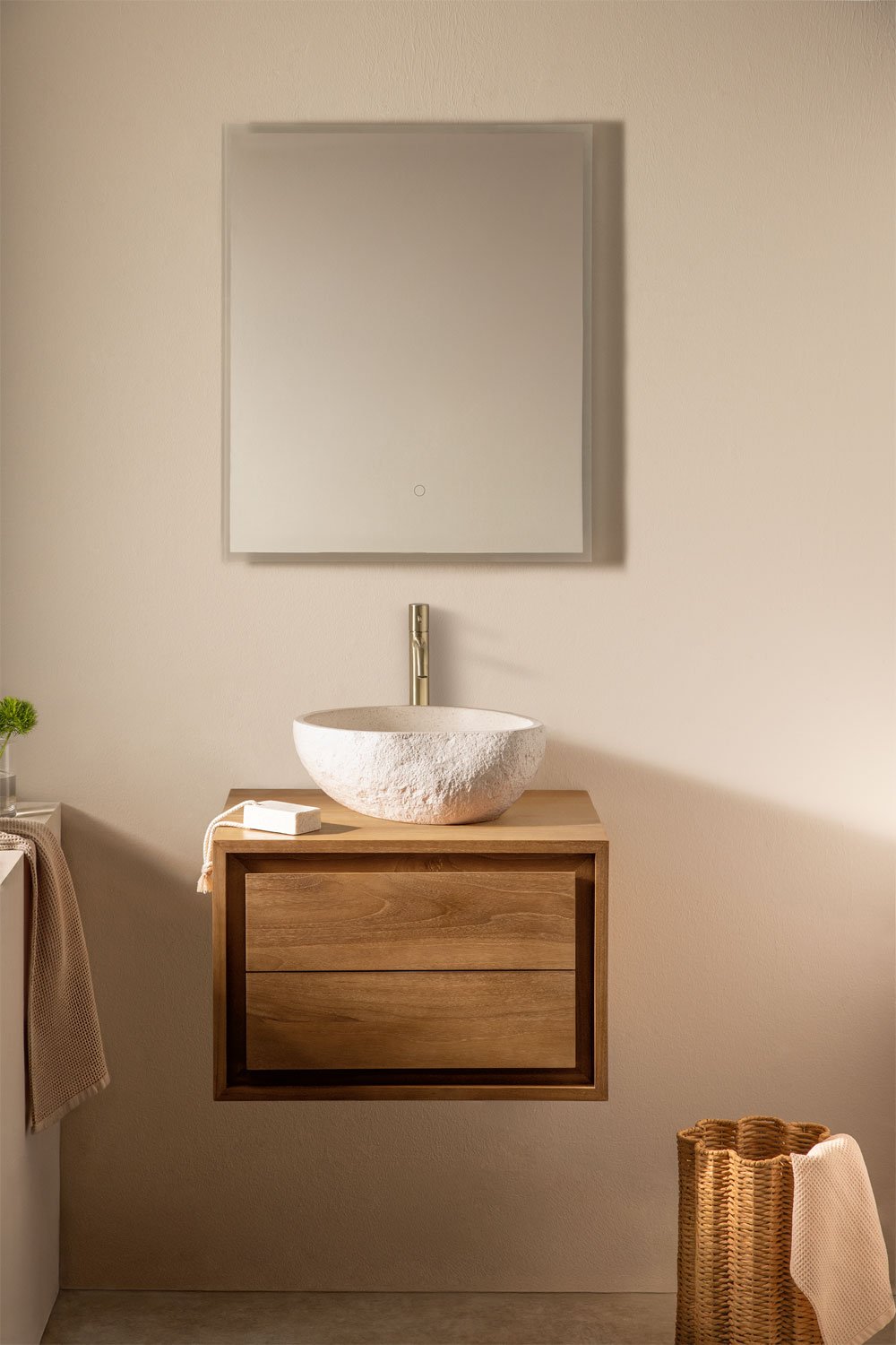 Conjunto de mueble de baño en madera de teca Jabari, imagen de galería 1