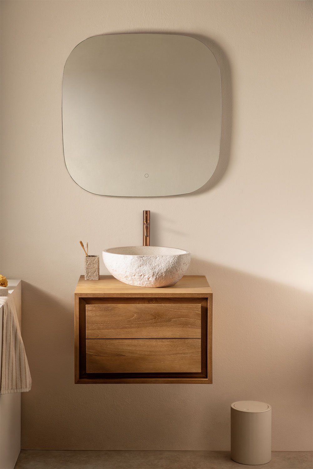 Conjunto de mueble de baño en madera de teca Jabari, imagen de galería 1