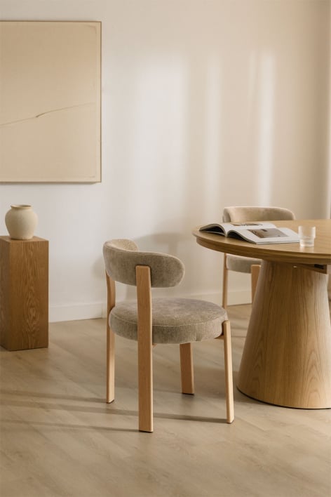 Silla de comedor tapizada y en hierro Jolie - Chenilla Marrón Trigo