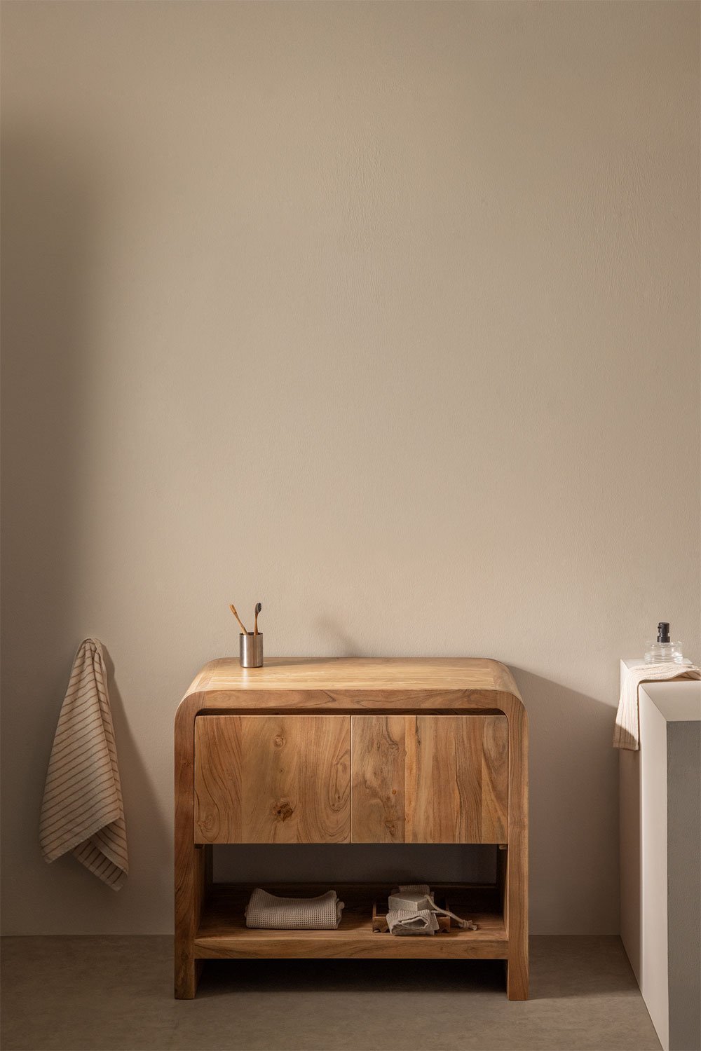 Conjunto de mueble de baño en madera de acacia Vacry, imagen de galería 1