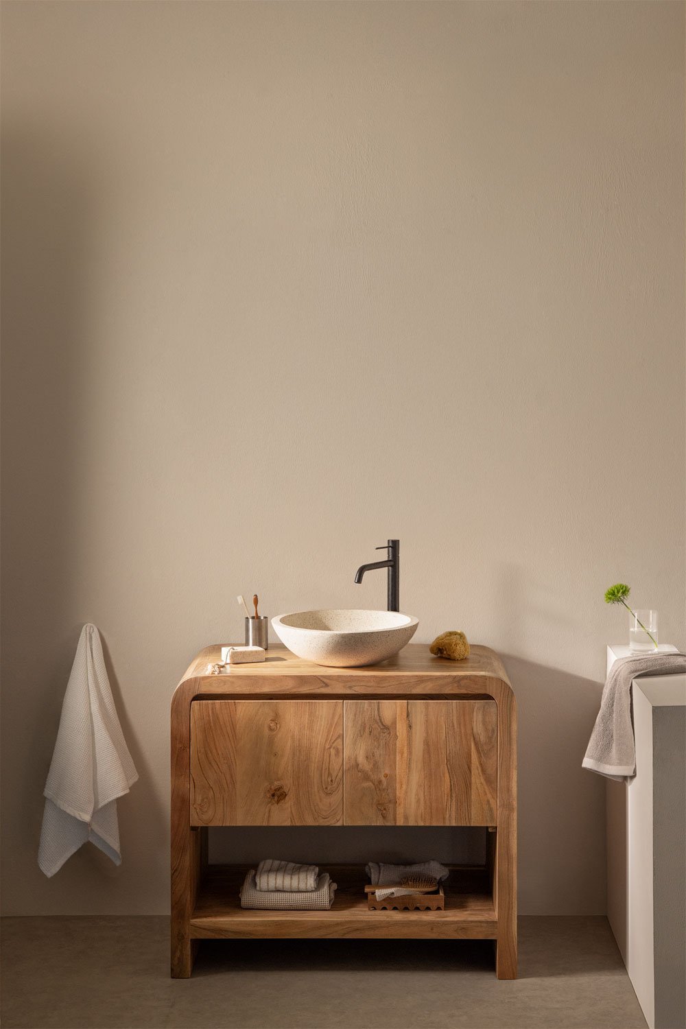 Conjunto de mueble de baño en madera de acacia Vacry, imagen de galería 1