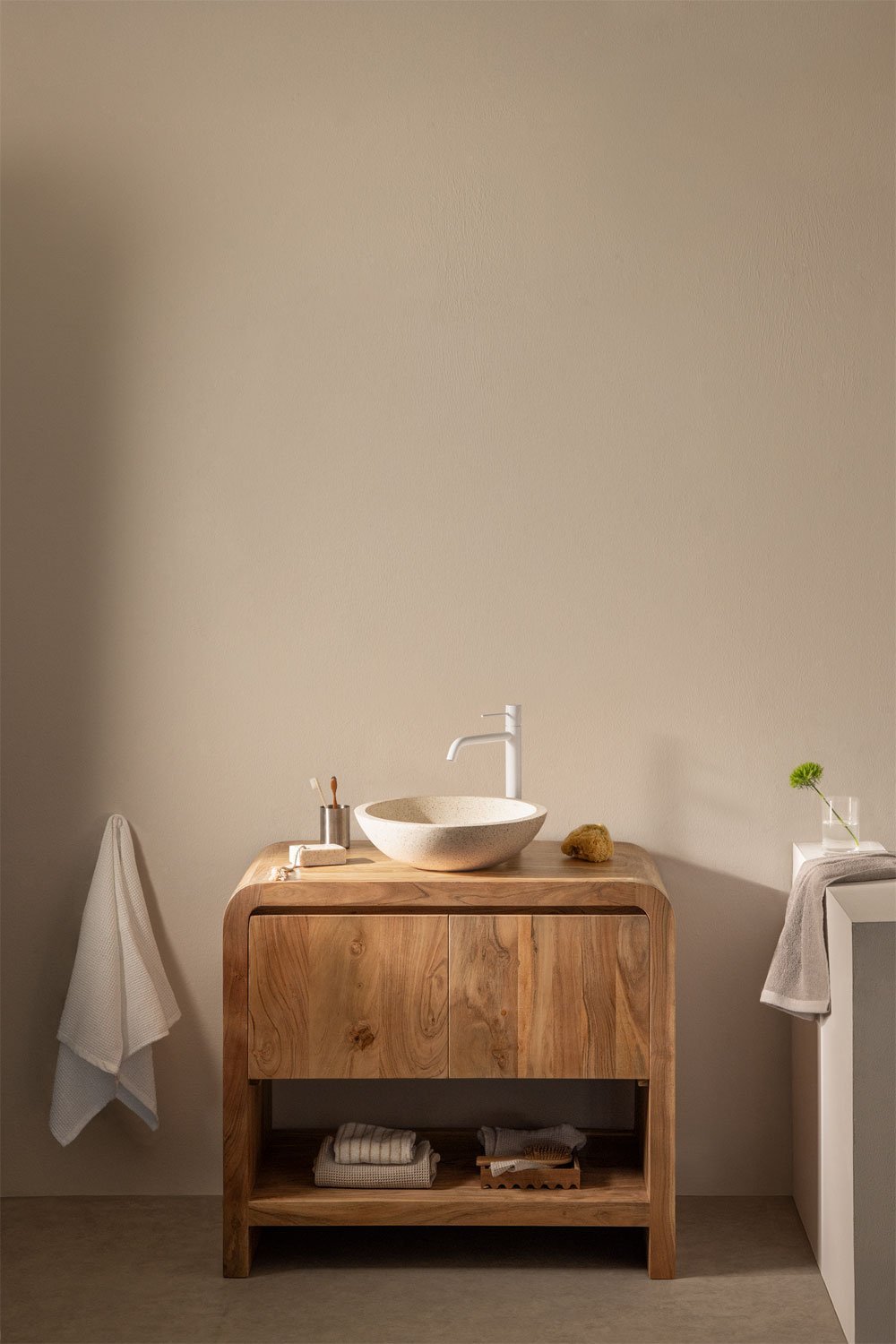 Conjunto de mueble de baño en madera de acacia Vacry, imagen de galería 1