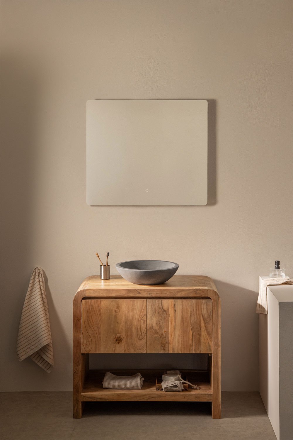 Conjunto de mueble de baño en madera de acacia Vacry, imagen de galería 1