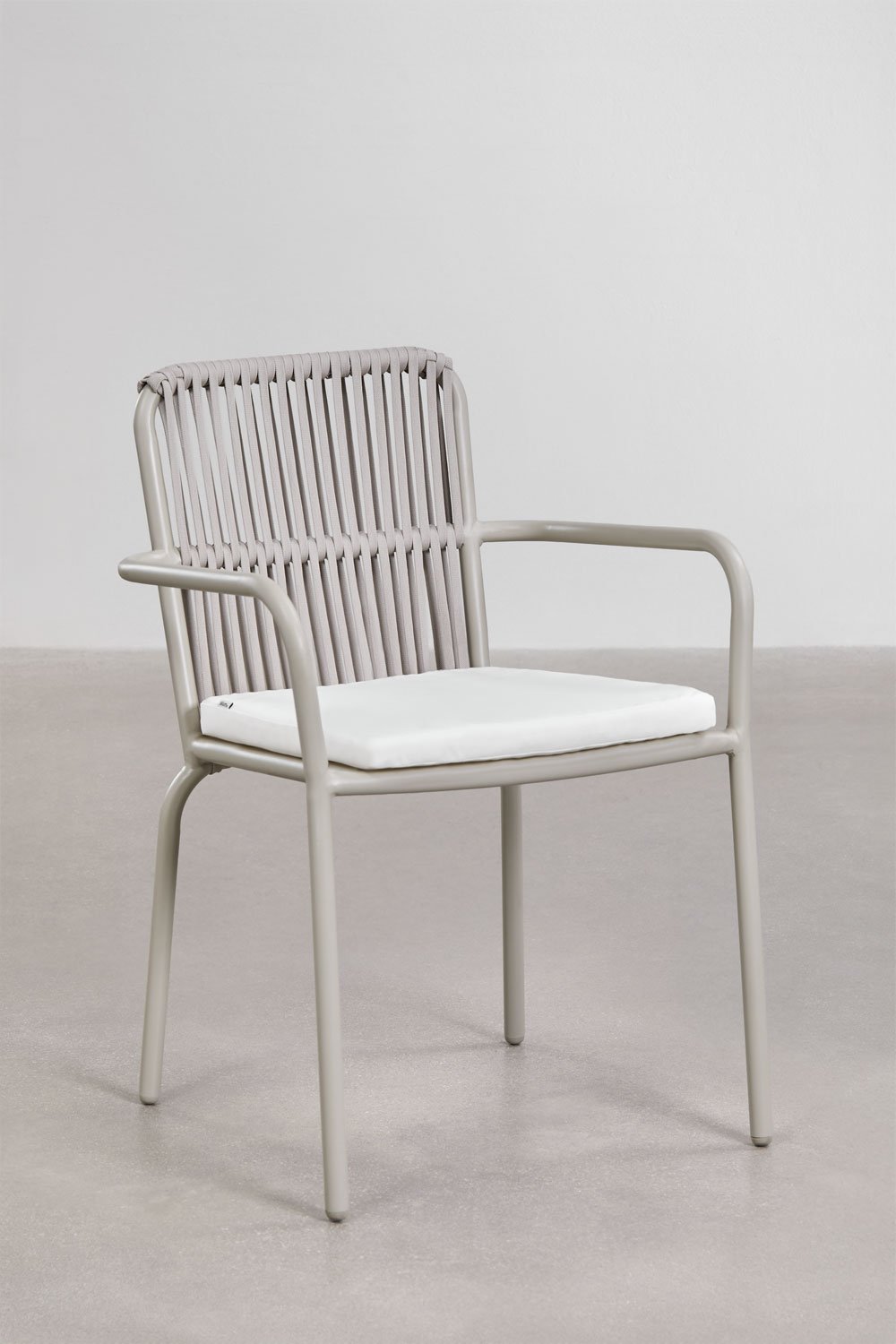 Pack de 2 sillas de comedor apilables con reposabrazos en aluminio Alberta, imagen de galería 1