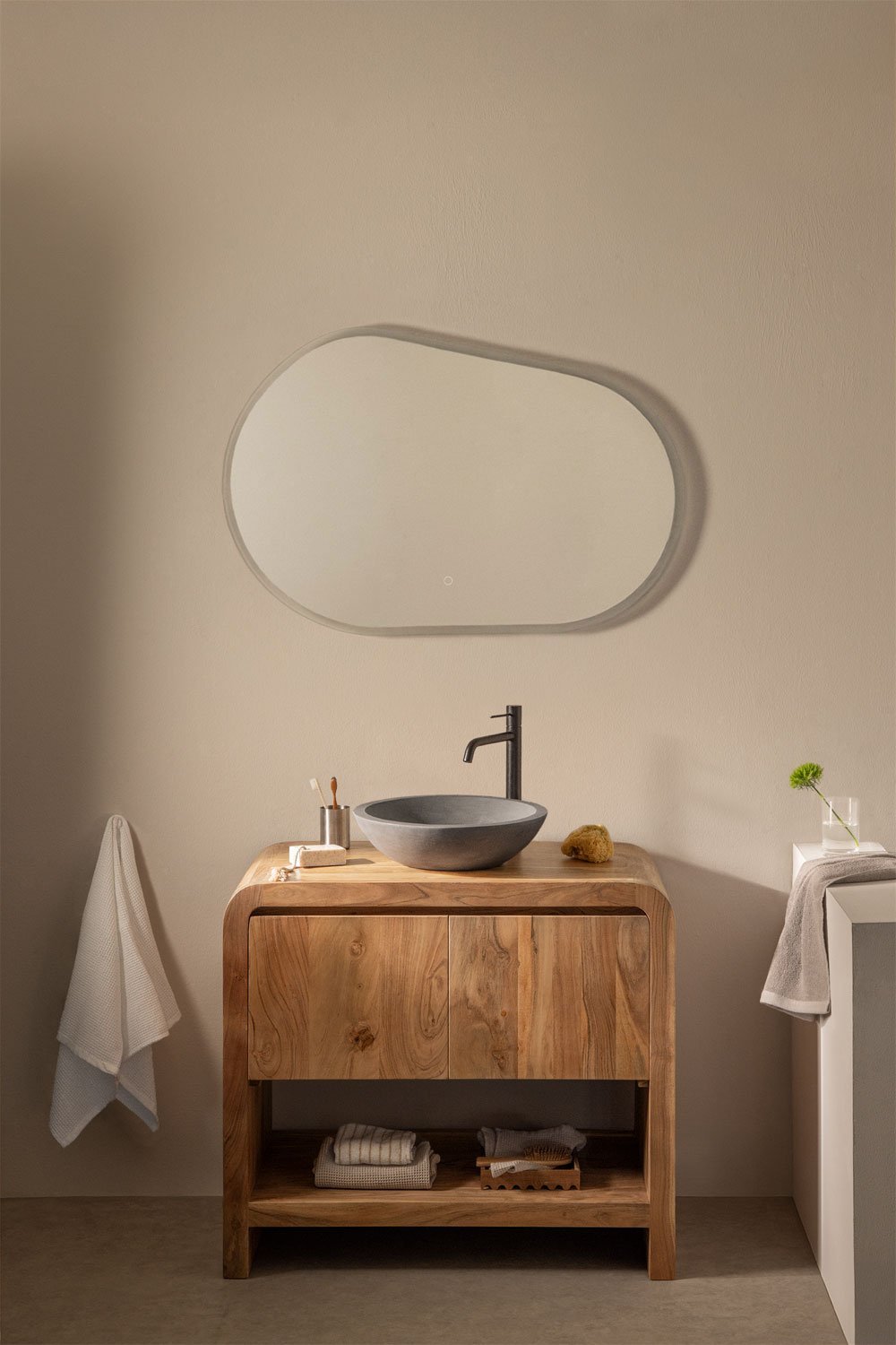 Conjunto de mueble de baño en madera de acacia Vacry, imagen de galería 1