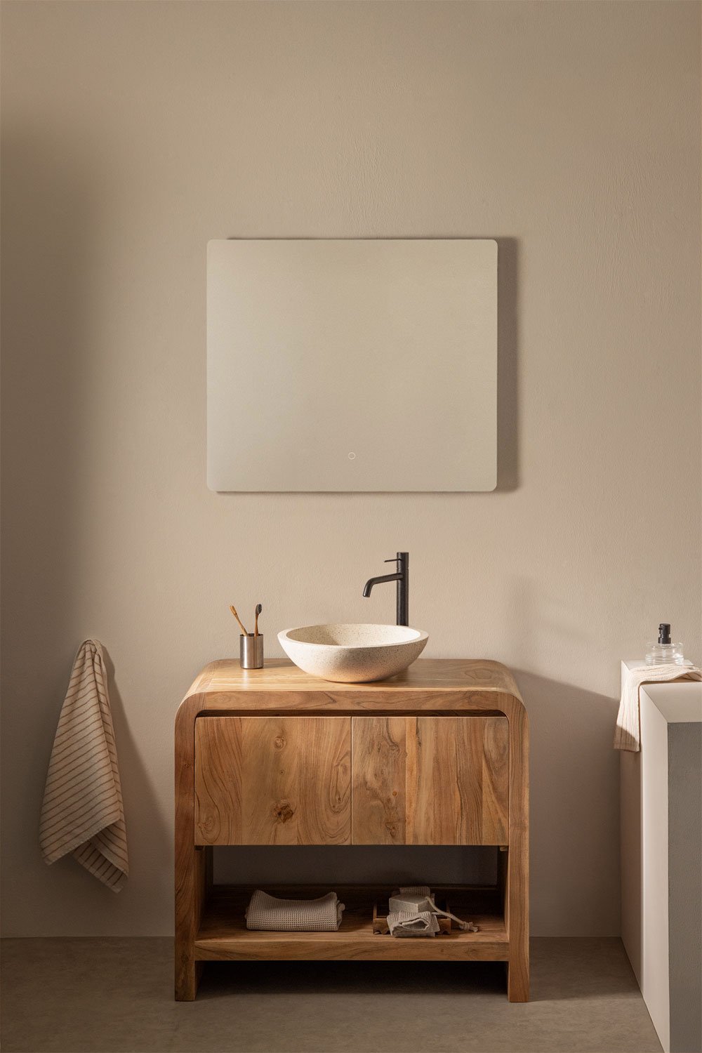 Conjunto de mueble de baño en madera de acacia Vacry, imagen de galería 1