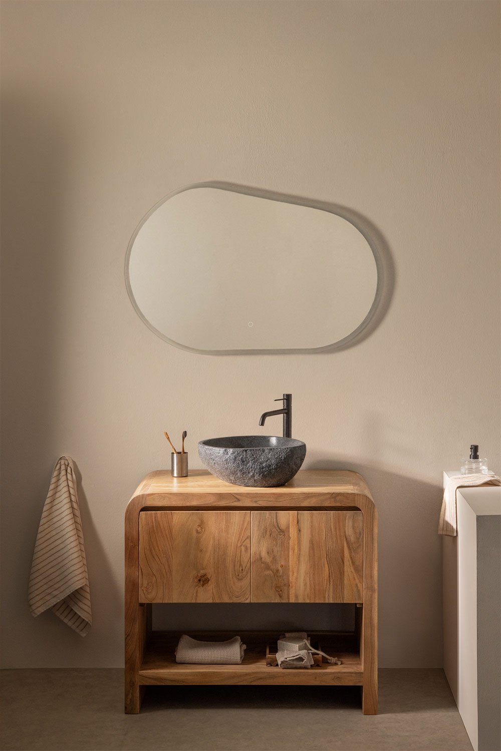 Conjunto de mueble de baño en madera de acacia Vacry, imagen de galería 1