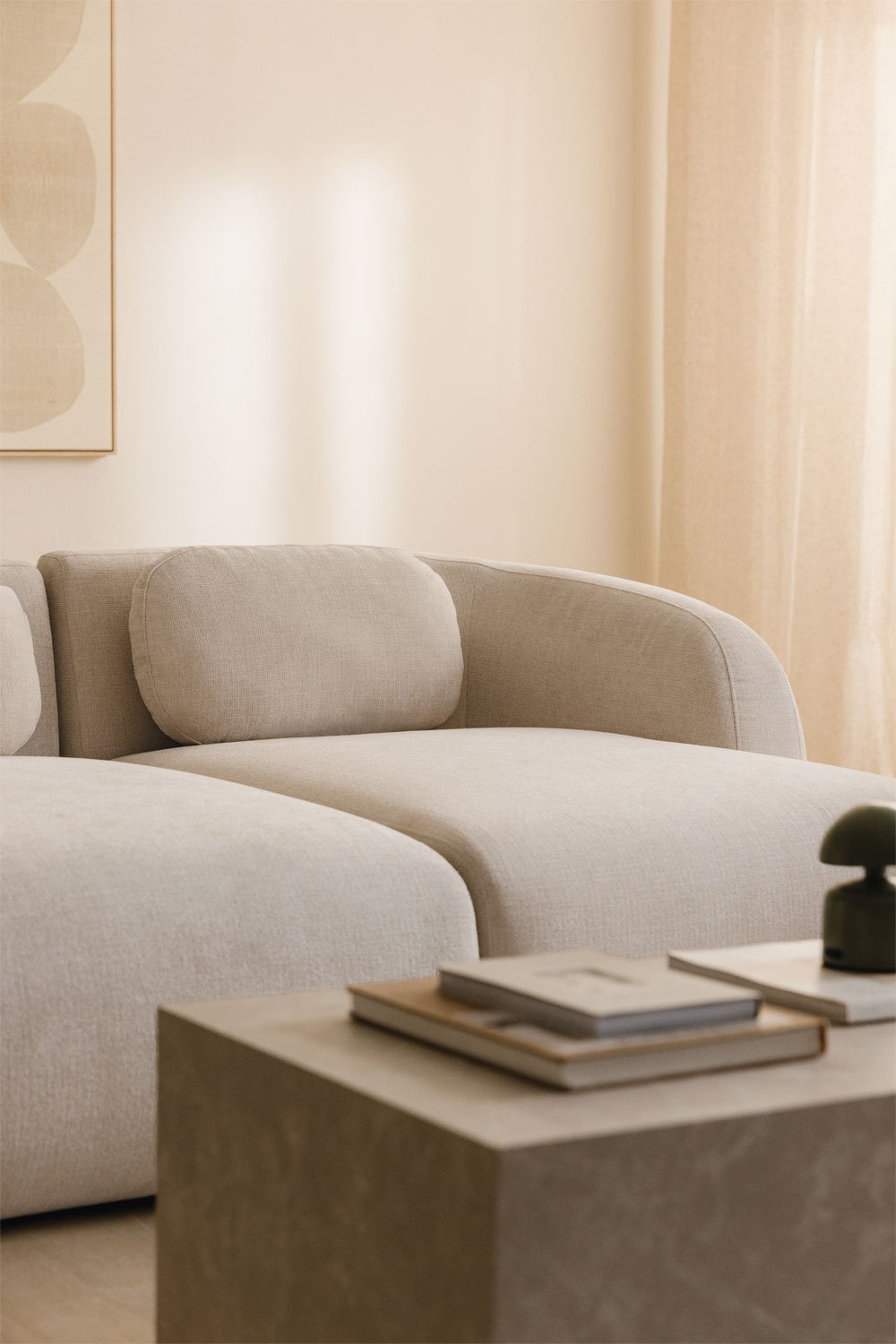 Sofá modular chaise longue de 2 piezas en chenilla Coquette, imagen de galería 2