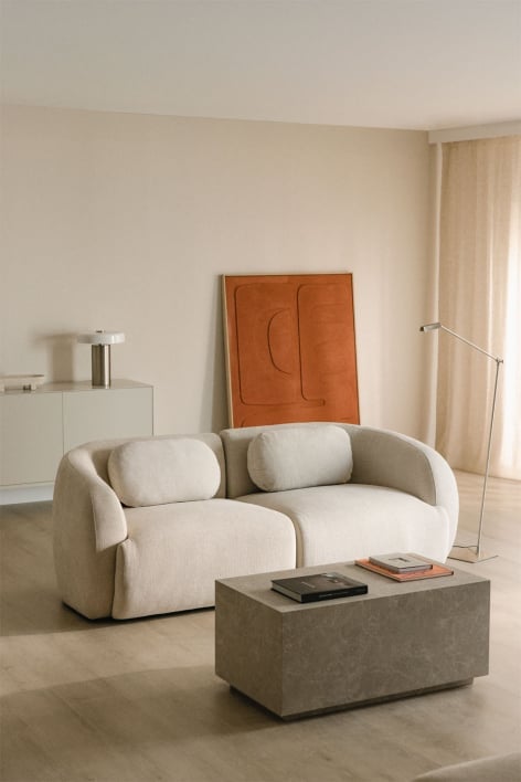 Sofá modular de 2 piezas en chenilla Coquette - Chenilla Beige Crema