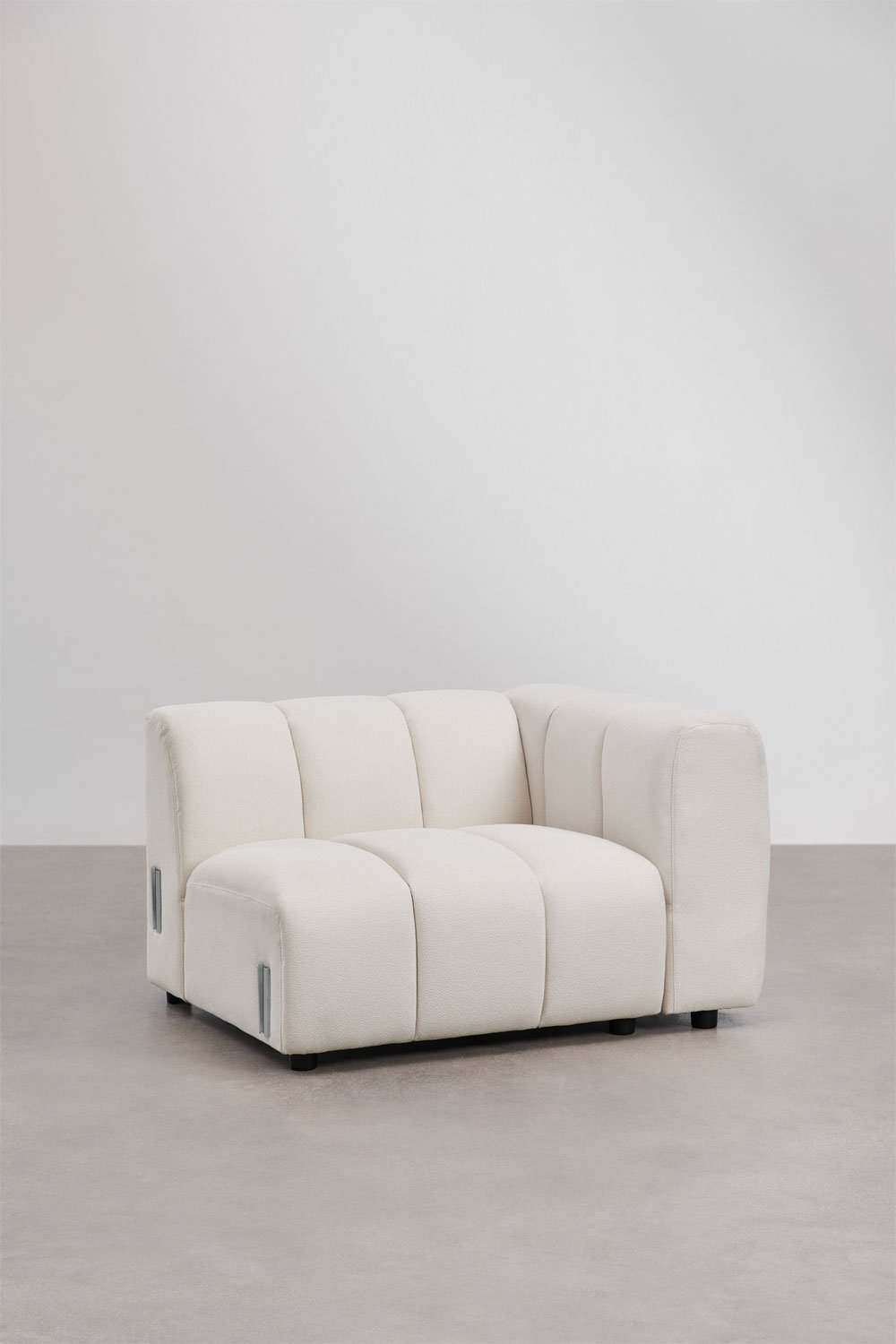 Módulo esquinero derecho para sofá modular en tela bouclé Eliot, imagen de galería 1