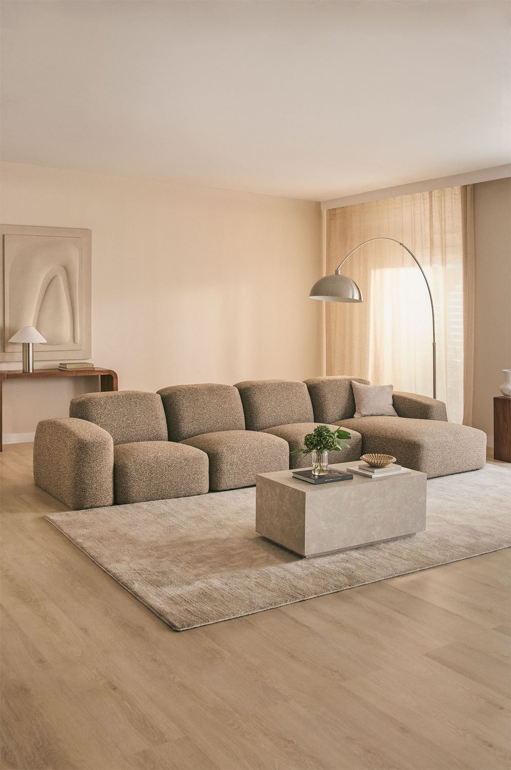Sofá modular chaise longue derecho de 4 piezas Bastian, imagen de galería 1