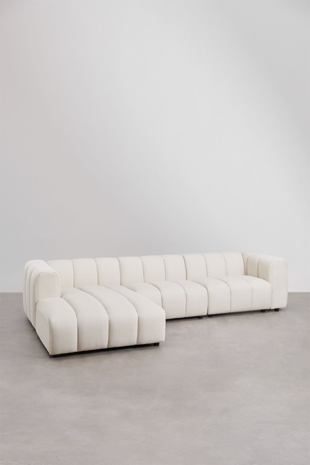 Sofá modular chaise longue izquierdo de 3 piezas en tela bouclé Eliot, imagen de galería 1