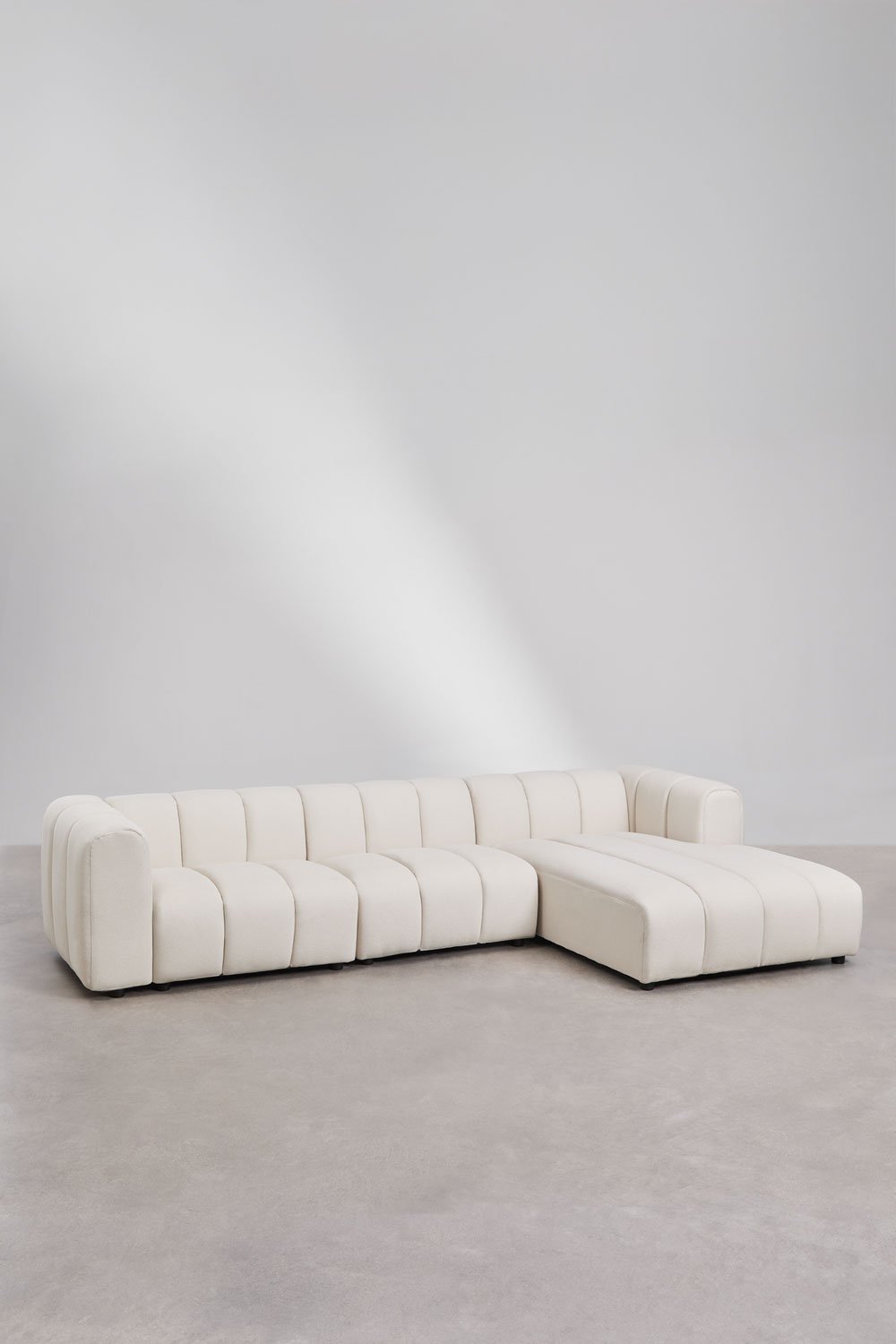 Sofá modular chaise longue derecho de 3 piezas en tela bouclé Eliot, imagen de galería 1