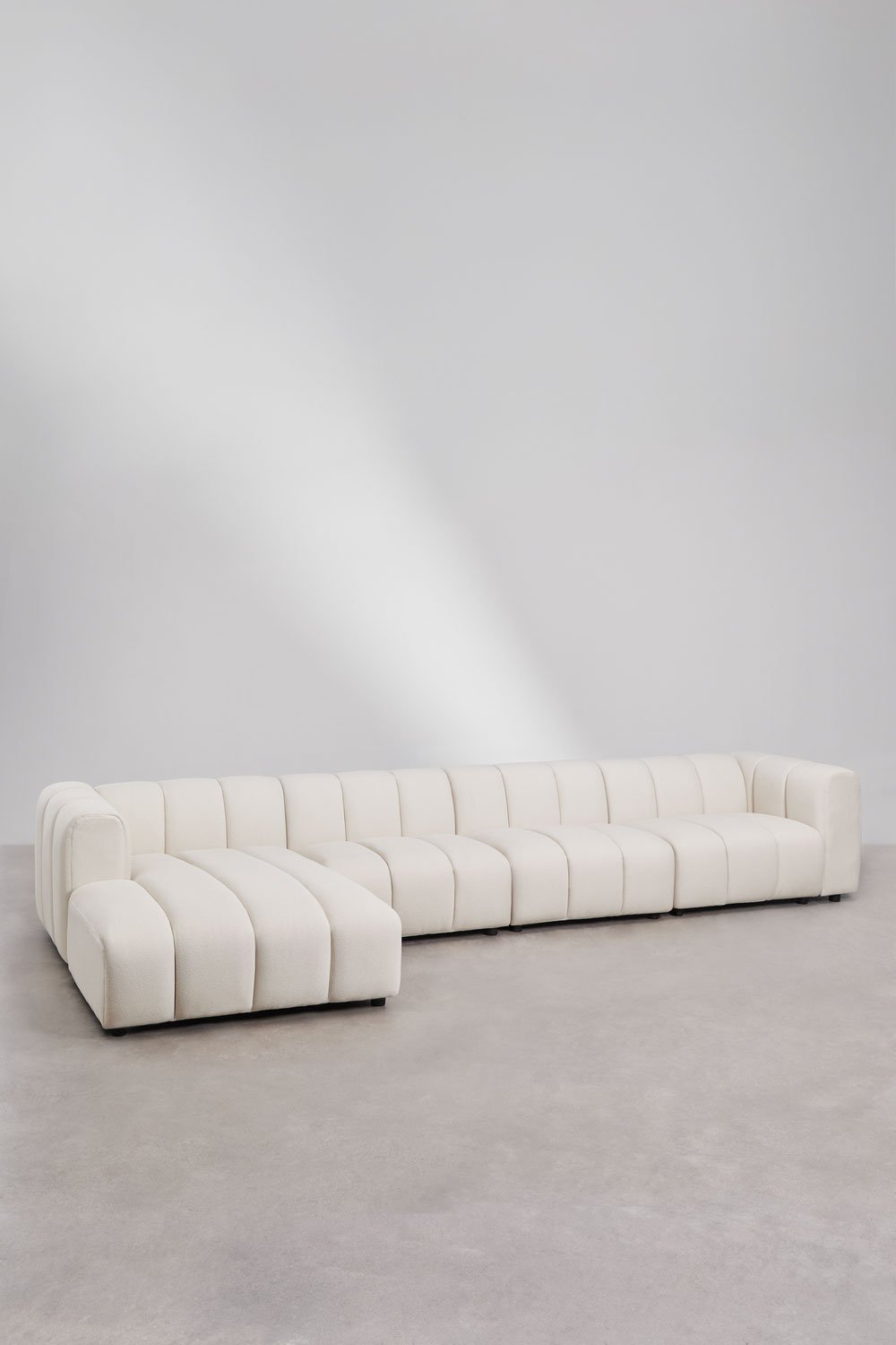 Sofá modular chaise longue izquierdo de 4 piezas en tela bouclé Eliot, imagen de galería 1