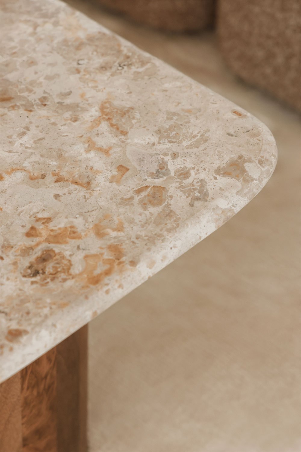 Mesa auxiliar cuadrada 40x40 cm en mármol y madera de mango Merieines, imagen de galería 2
