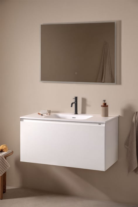Conjunto de mueble de baño en madera con lavabo integrado Macrae - Blanco