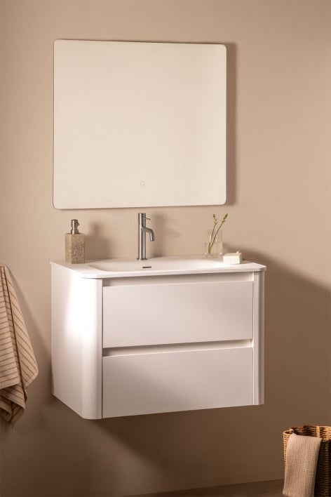 Conjunto de mueble de baño en madera con lavabo integrado Egerton - Blanco