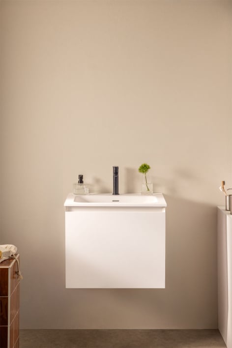 Conjunto de mueble de baño en madera con lavabo integrado Macrae - Blanco