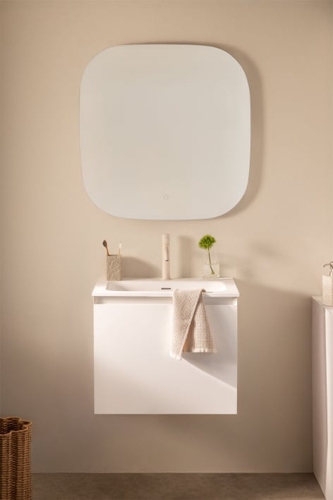 Conjunto de mueble de baño en madera con lavabo integrado Macrae - Blanco