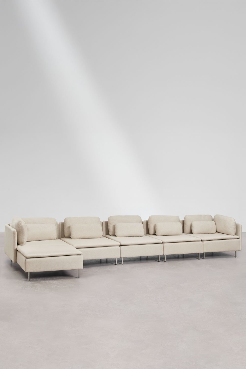 Sofá modular chaise longue izquierdo de 5 piezas con módulo esquinero Oriol, imagen de galería 1