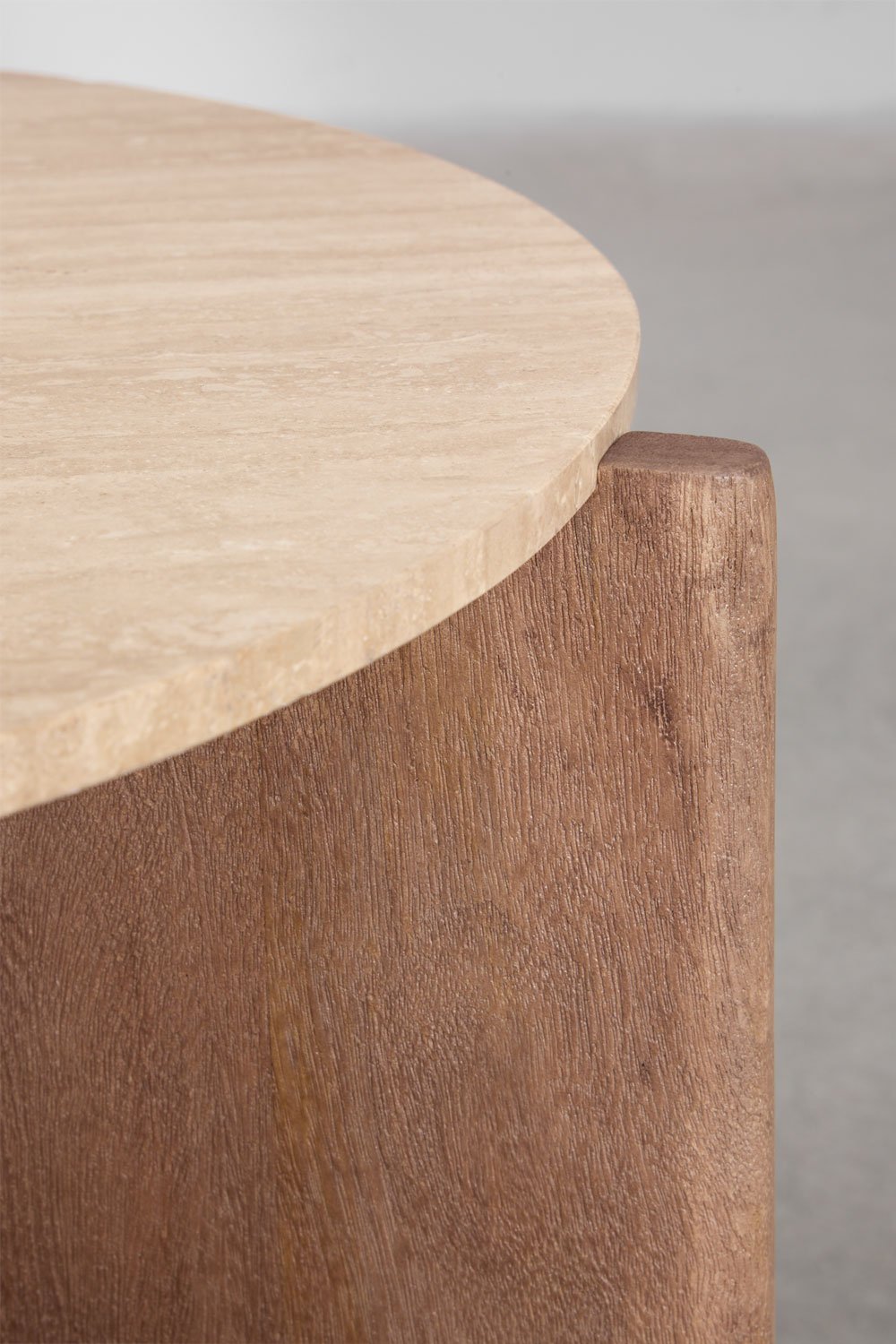 Mesa de centro redonda en piedra natural y madera de mango Lavinia , imagen de galer&iacute;a 5