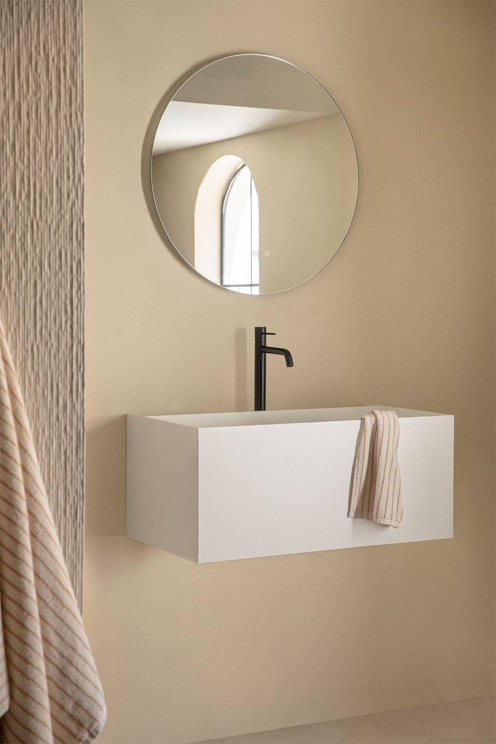 Conjunto de mueble de baño en resina con lavabo integrado y luz LED Nerine, imagen de galería 1