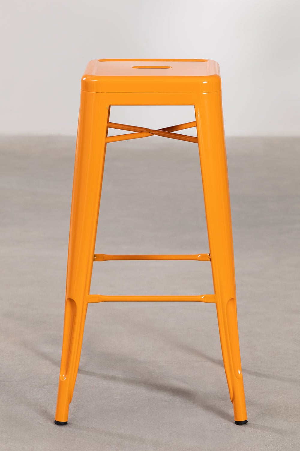 Pack de 4 taburetes altos 75 cm en acero naranja azafrán Lix, imagen de galer&iacute;a 2