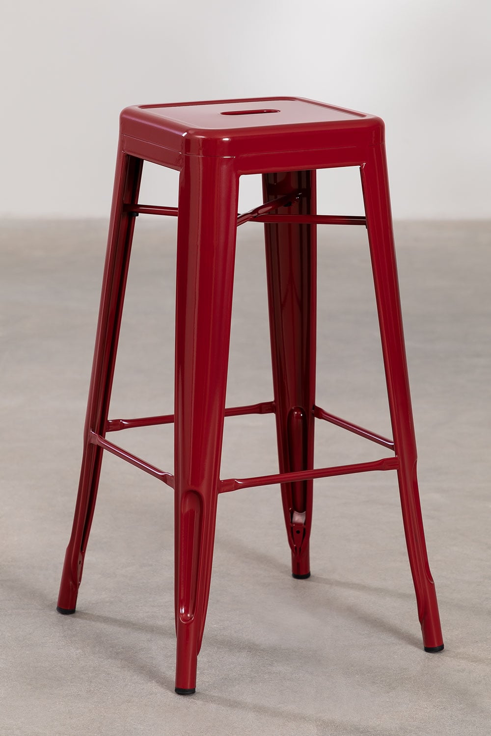 Pack de 4 taburetes altos 75 cm en acero rojo burdeos Lix, imagen de galer&iacute;a 1