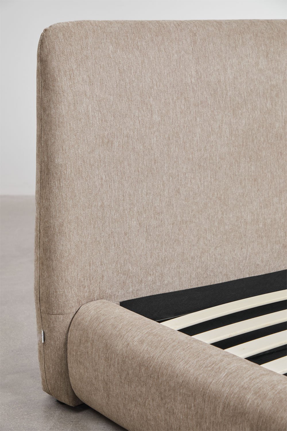 Cama para colchón 180x200cm con canapé abatible en tela marrón arena Norena, imagen de galería 5